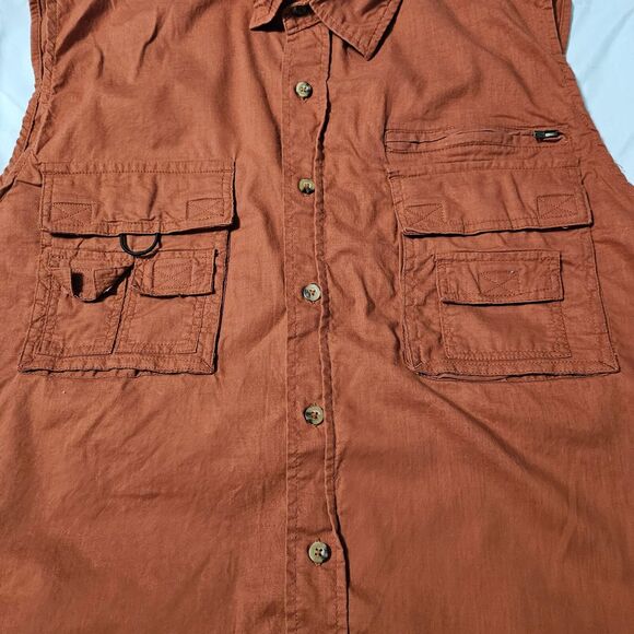 Boulder Creek Mens Button Up Sleeveless Shirt Size 2XL Orange 100% Cotton Collar - Picture 9 of 12